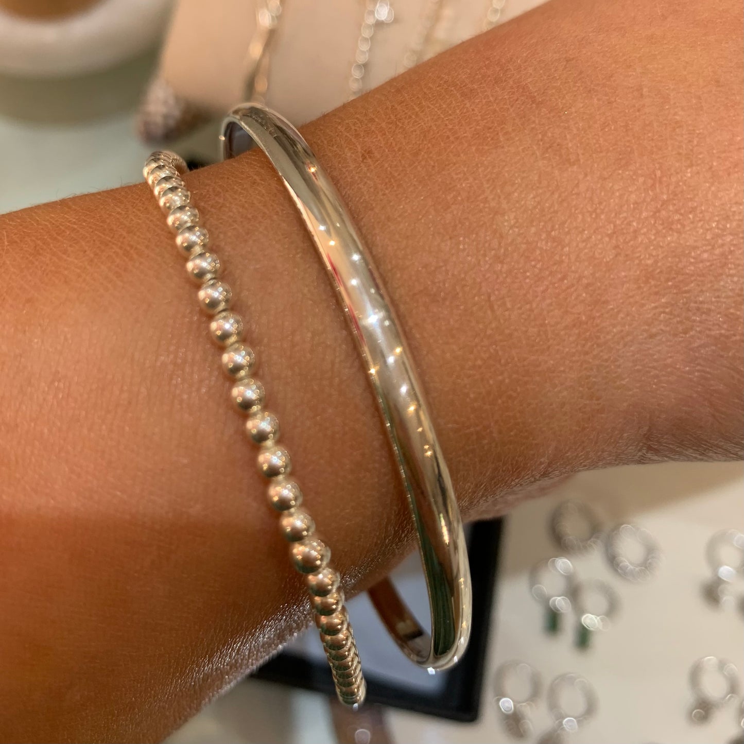 925 Sterling Silver Bangle 4mm x 65mm