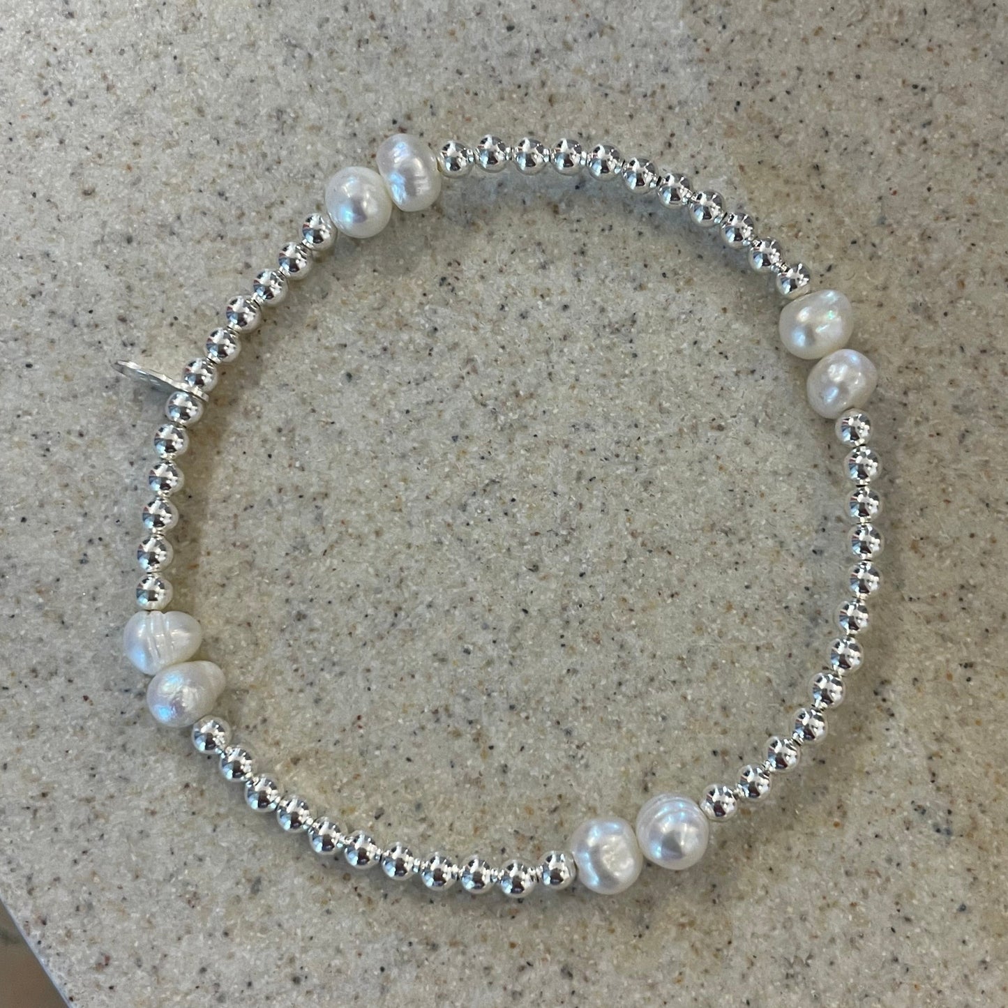 Beaded Sterling Silver & Freshwater Pearl Bracelet
