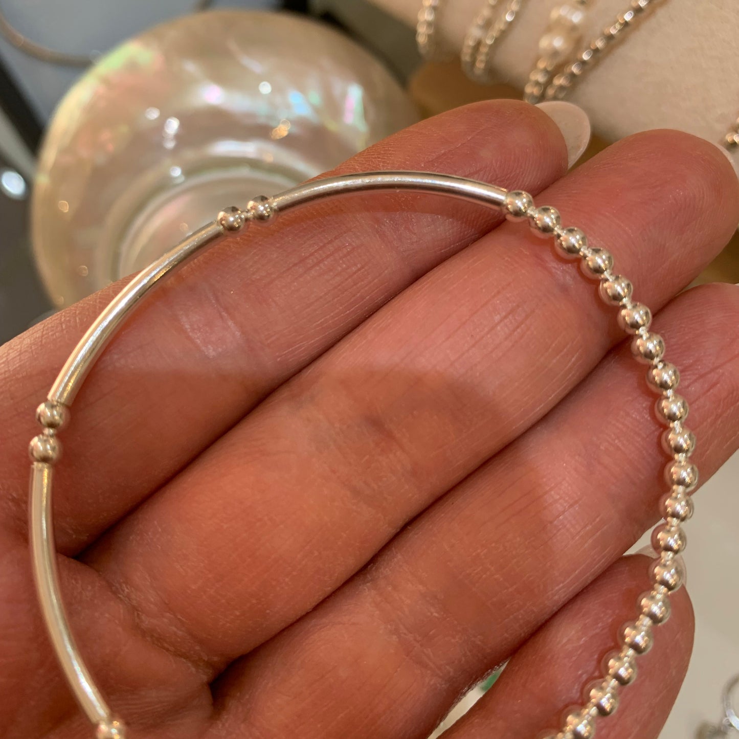 Beaded 925 Sterling Silver Bracelet