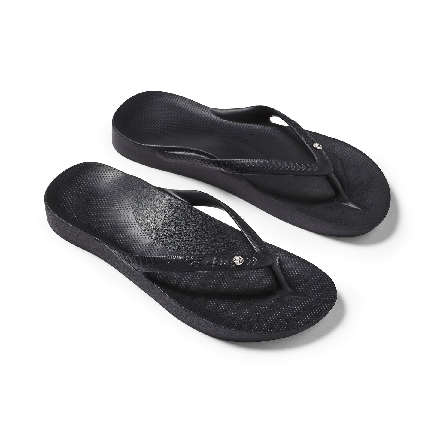 Archies Arch Support Thongs: Black Crystal