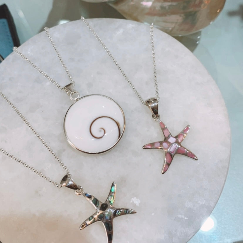 Starfish Paua Shell Pendant Necklace