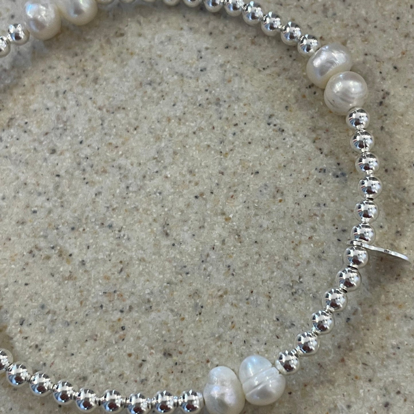 Beaded Sterling Silver & Freshwater Pearl Bracelet