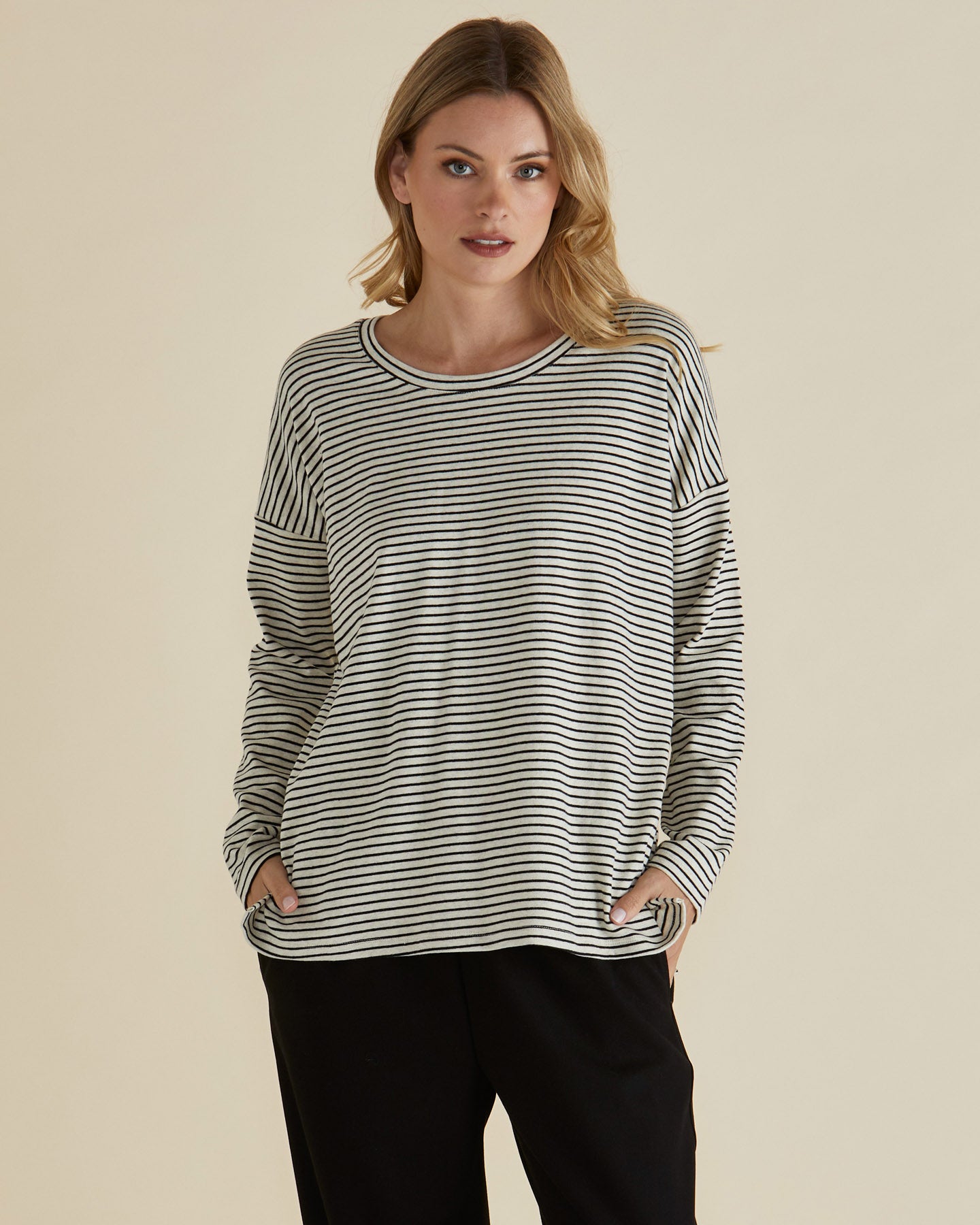 Stripe Brixley Long Sleeve Top by Betty Basics