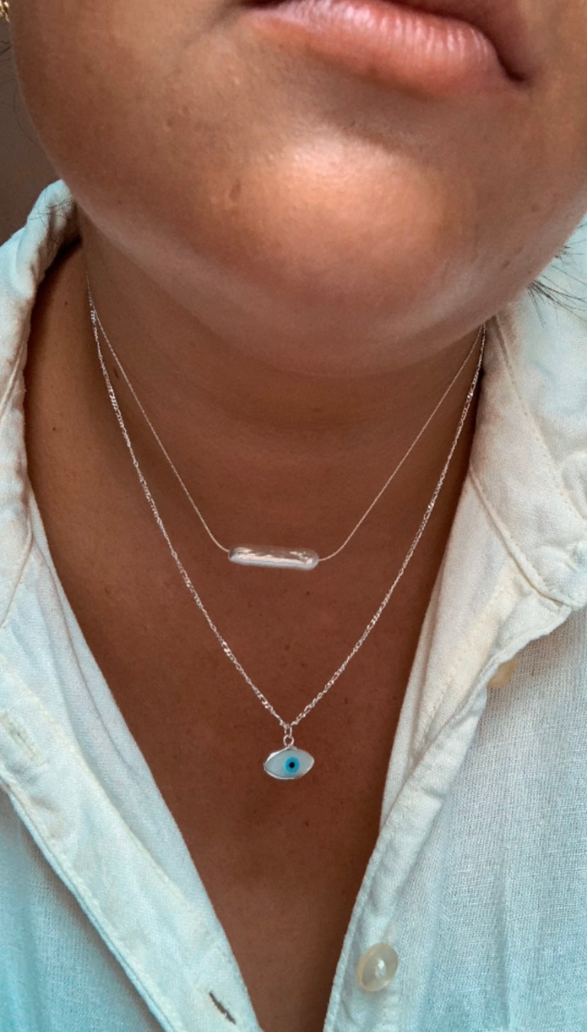 Eye of Horus Necklace with Figaro Chain Silver