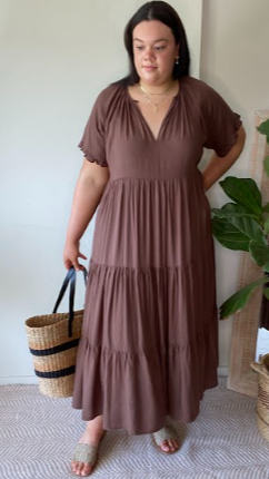 SAIJO Maxi Dress in Chocolate
