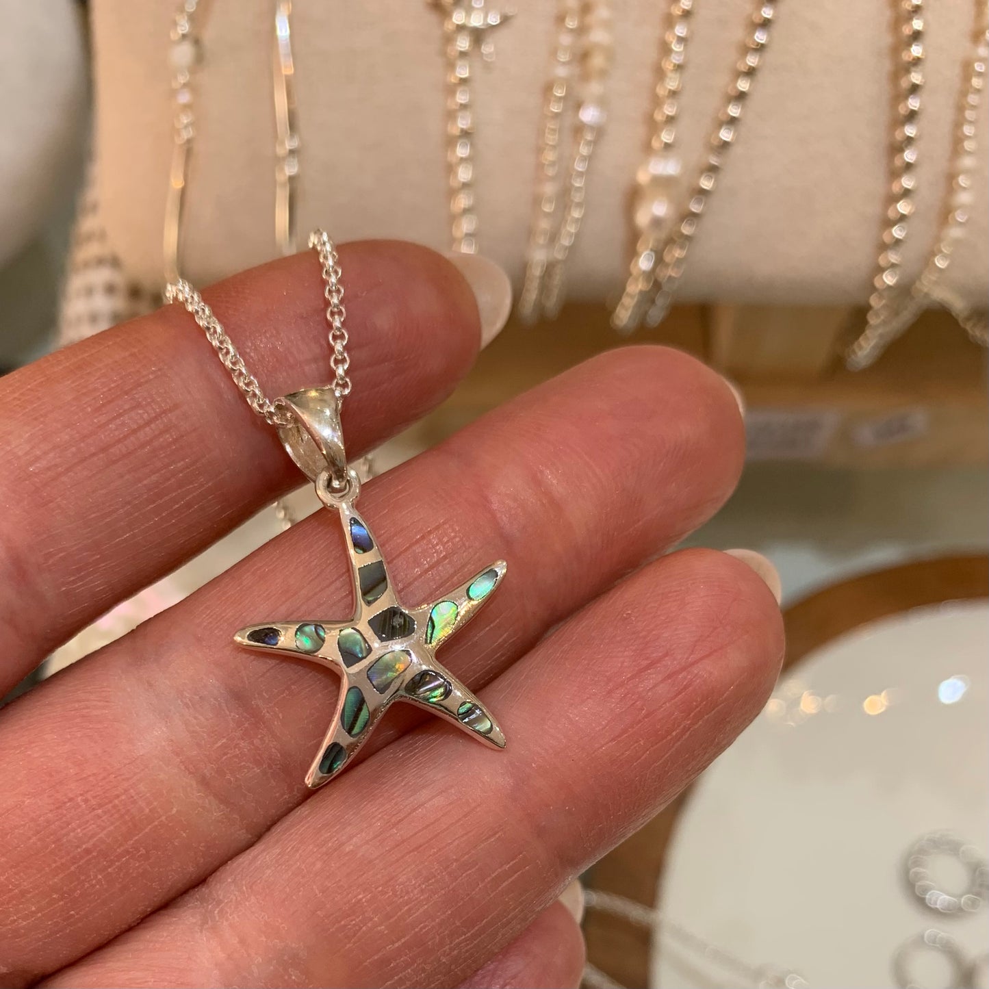 Starfish Paua Shell Pendant Necklace