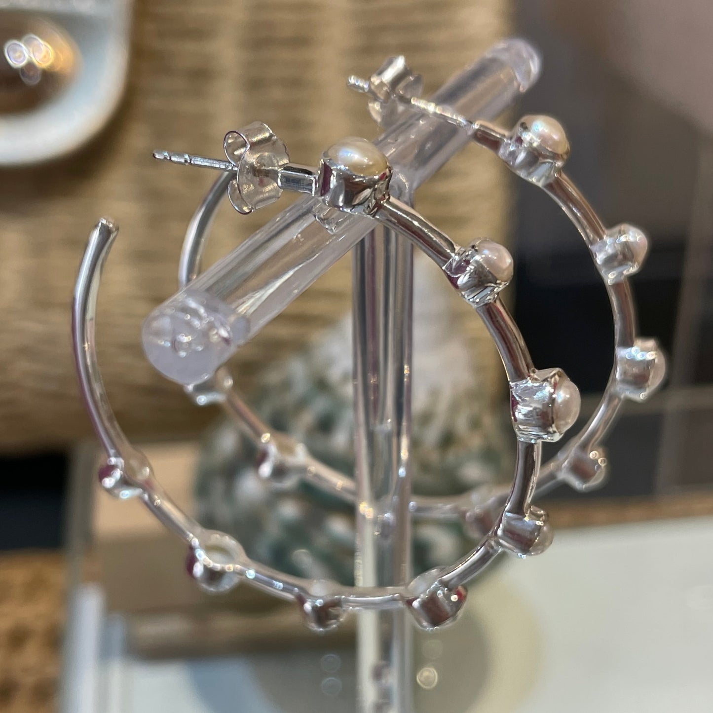 Fleur Freshwater Pearl Hoop Stud Earrings