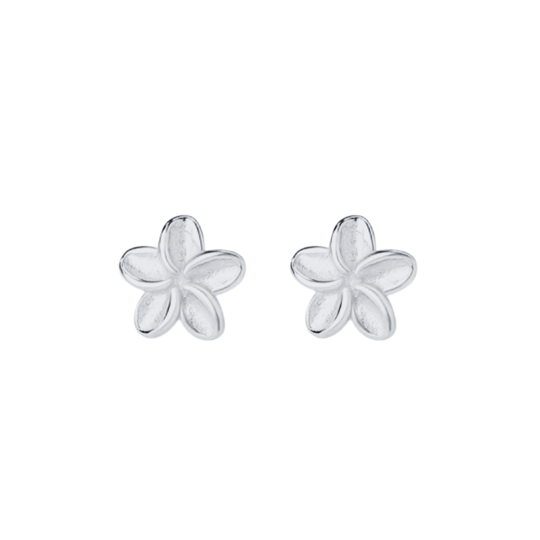 Frangipani Stud Earrings Silver