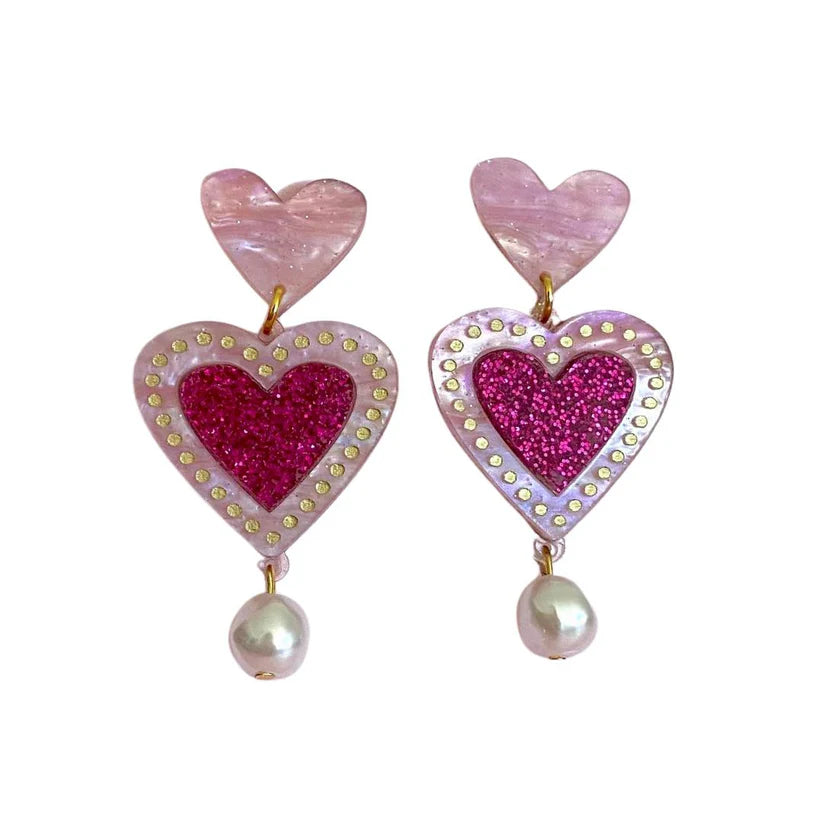 L'amour Light Pink Marble Statement Earrings