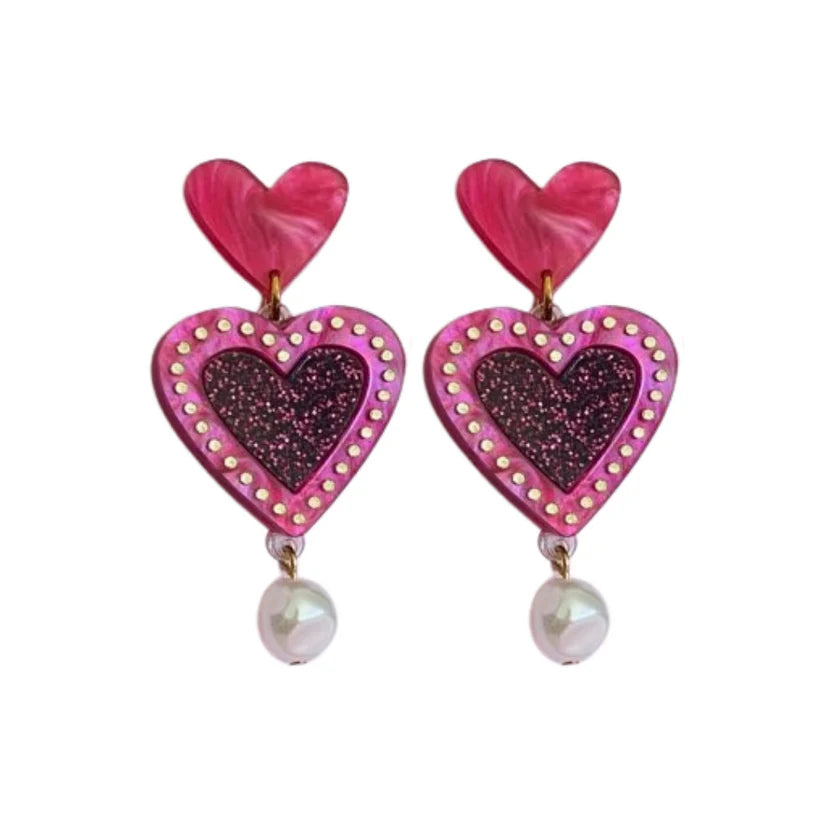 L'amour Pink Marble Statement Earrings
