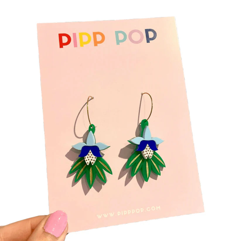 Dancing Blooms Green Statement Earrings