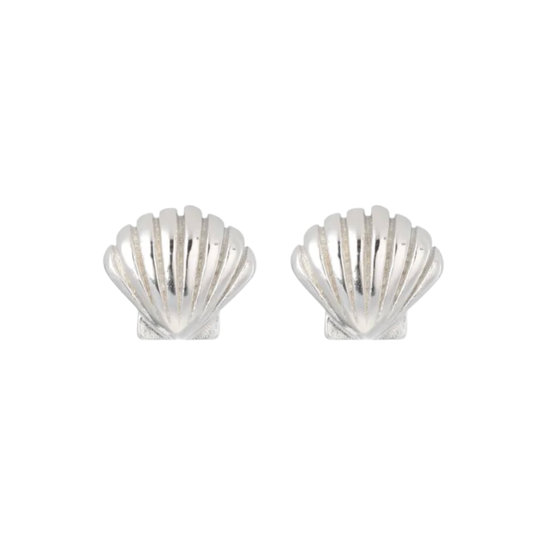 Island Lover Shell Stud Earrings Silver