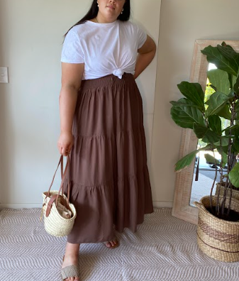 SAIJO Maxi Skirt in Peacock Blue