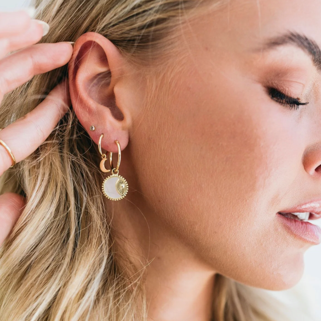 Eclipse Hoop Earrings with Mother of Pearl