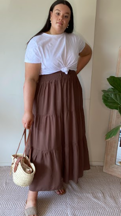 SAIJO Maxi Skirt in Chocolate
