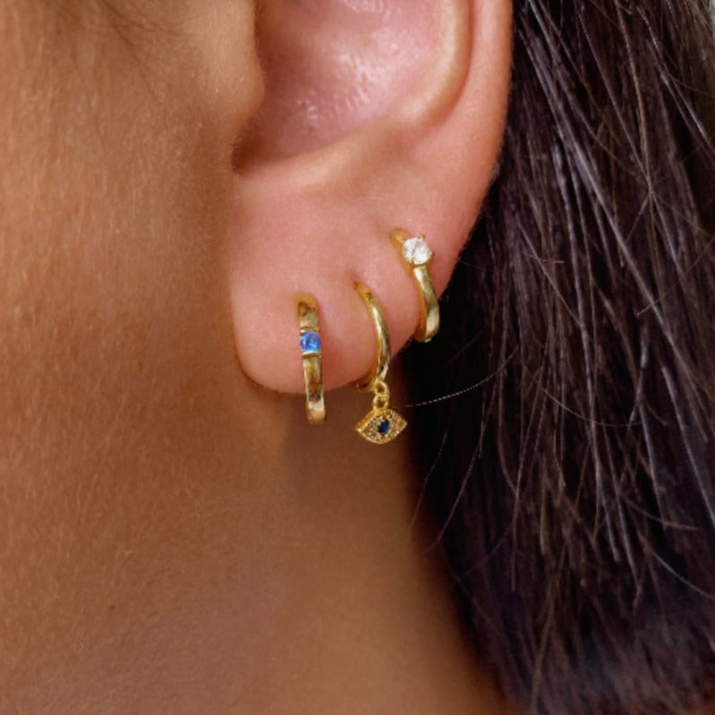 Sofia Evil Eye Drop Huggie Earrings