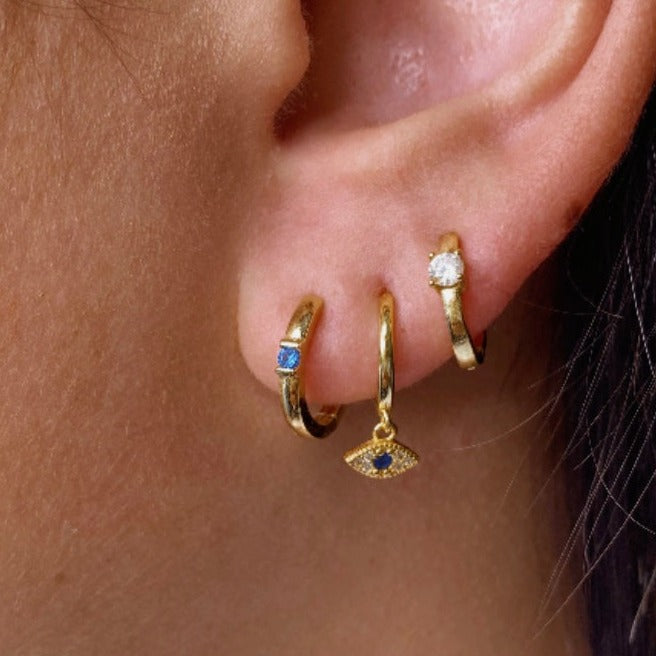 Sofia Evil Eye Drop Huggie Earrings