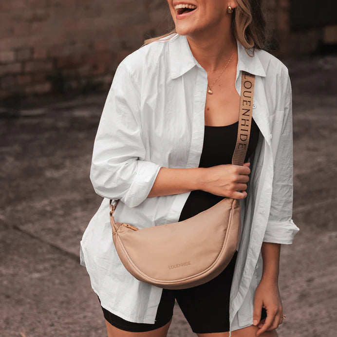 Sylvia Nylon Crossbody Sling Bag Beige
