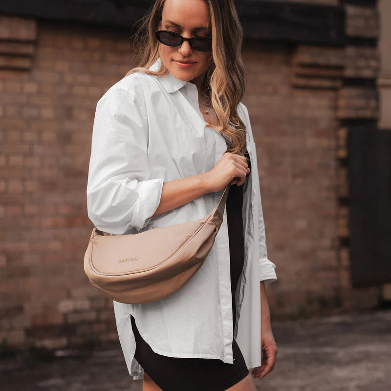 Sylvia Nylon Crossbody Sling Bag Beige