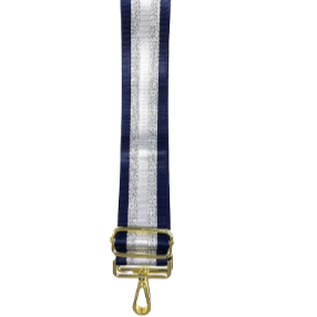Handbag Strap Navy & Silver Metallic