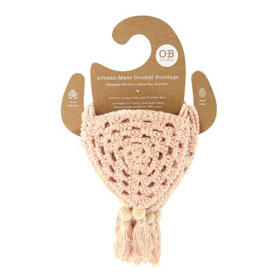 Boho Bunting Crochet Flags Blush
