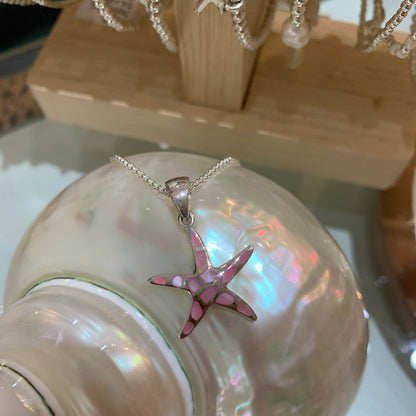 Starfish Pink Mother of Pearl Pendant Necklace