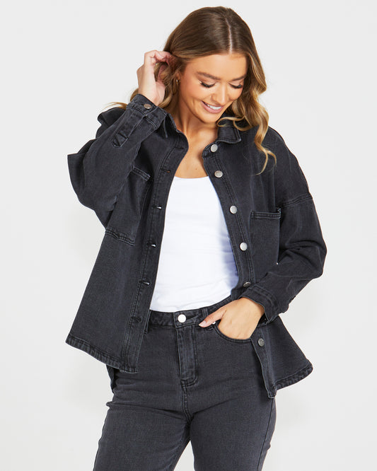 Jasmine Denim Jacket in Washed Black