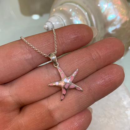 Starfish Pink Mother of Pearl Pendant Necklace