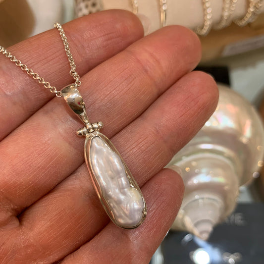 Biwa Freshwater Pearl Pendant Necklace