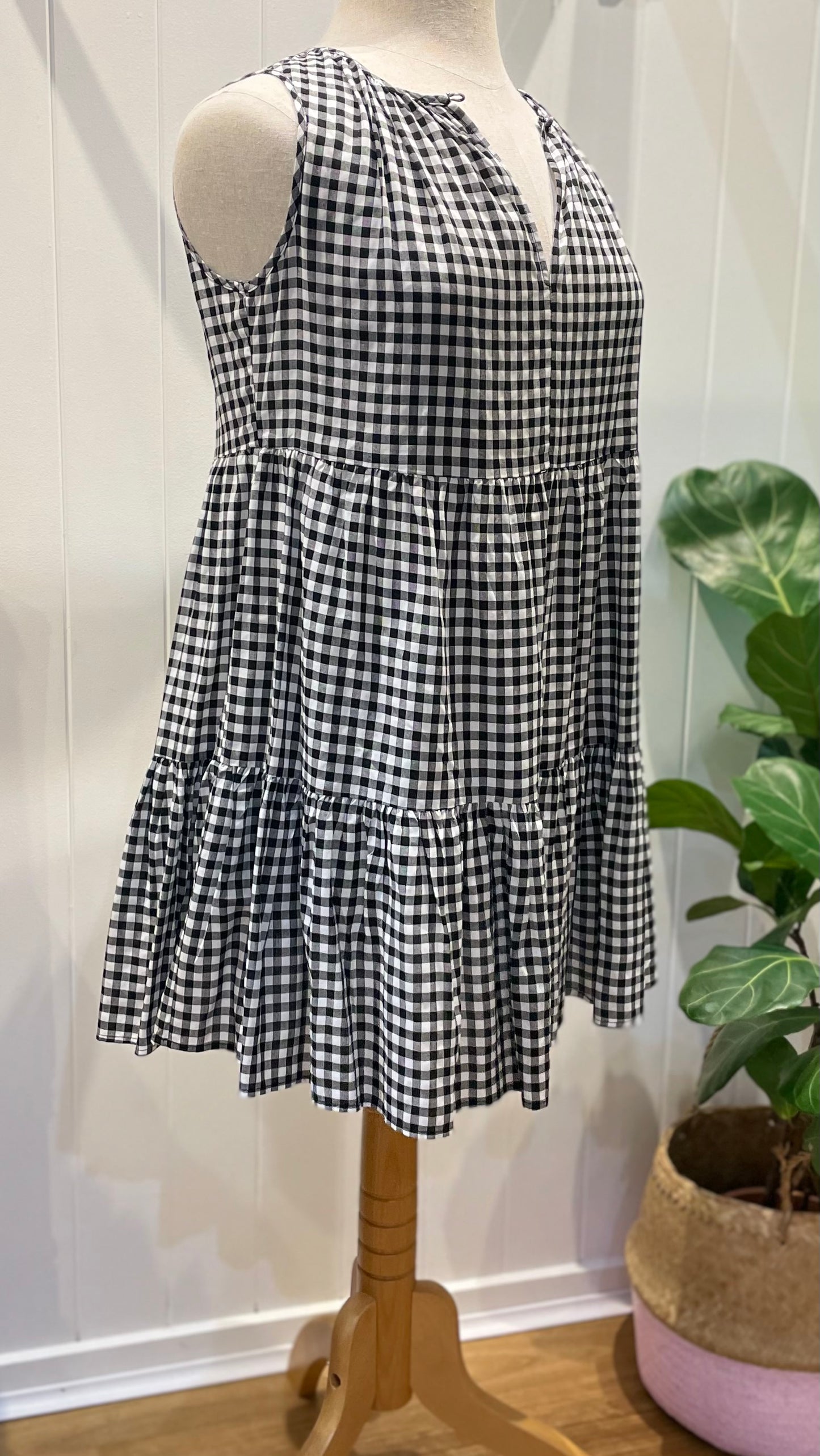 SAIJO Short Dress in Gingham (No Sleeves)