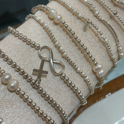 Beaded 925 Sterling Silver Bracelet