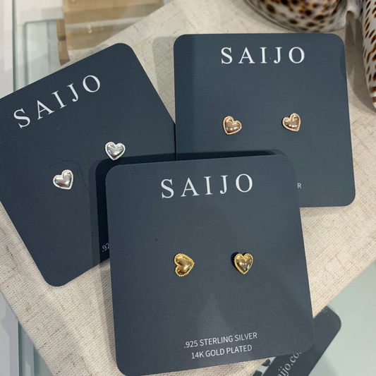 Love Heart Stud Earrings Gold