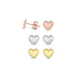Love Heart Stud Earrings Gold
