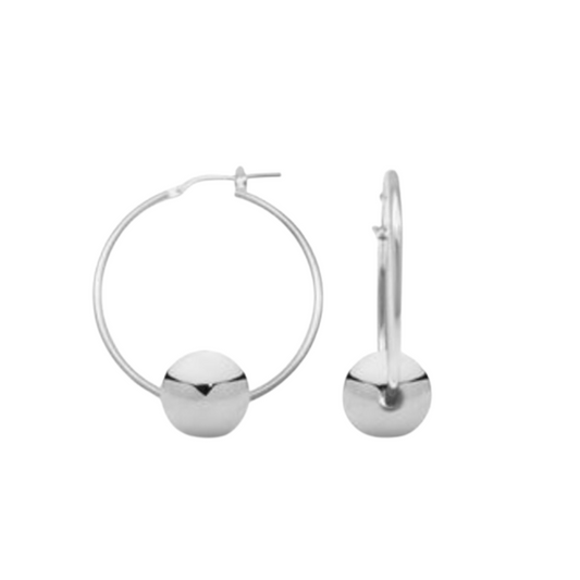 Hoop Earrings with Silver Ball