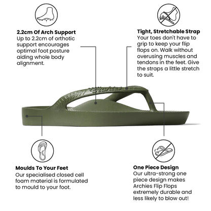 Archies Arch Support Thongs: Khaki