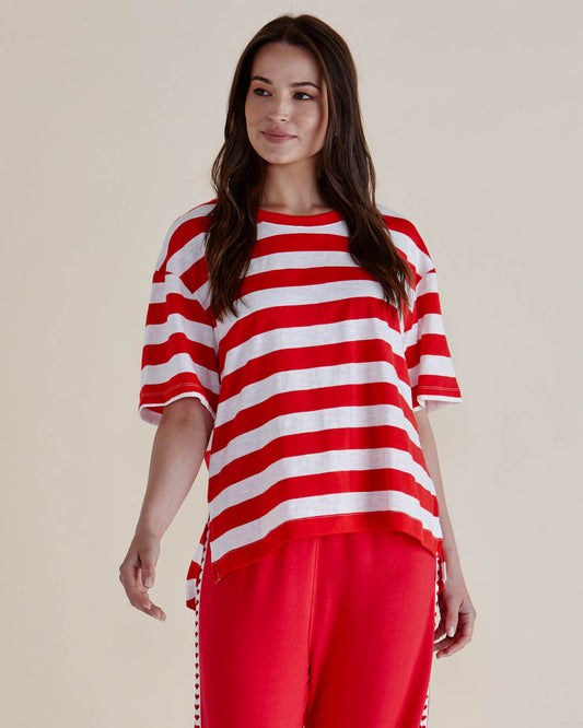 Boxy Tee Red/White by Betty Basics