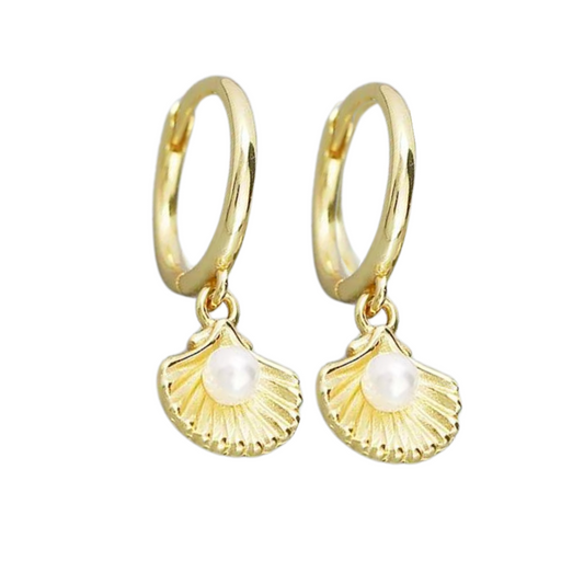 Cora Shell Huggie Earrings