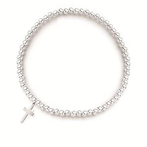 Beaded 925 Sterling Silver Cross Bracelet