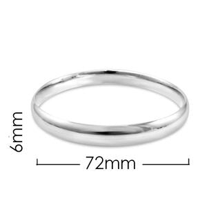 925 Sterling Silver Bangle 6mm x 72mm