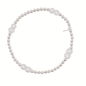 Beaded 925 Sterling Silver Freshwater Pearl Bracelet