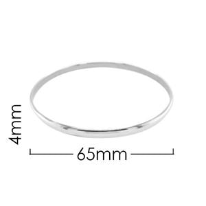 925 Sterling Silver Bangle 4mm x 65mm