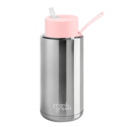 Frank Green Drink Bottle in Silver Pink 1L