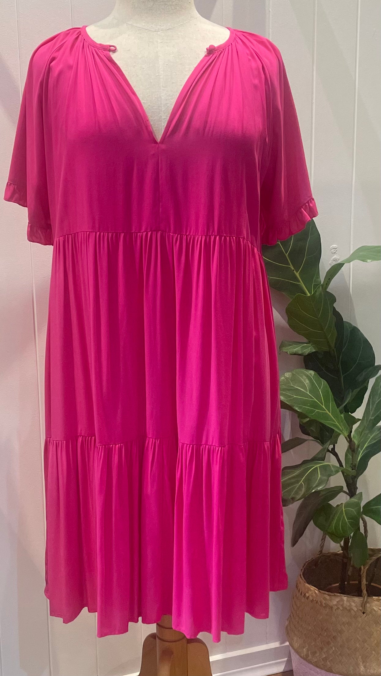 SAIJO Midi Dress in Pink (Short Sleeve)