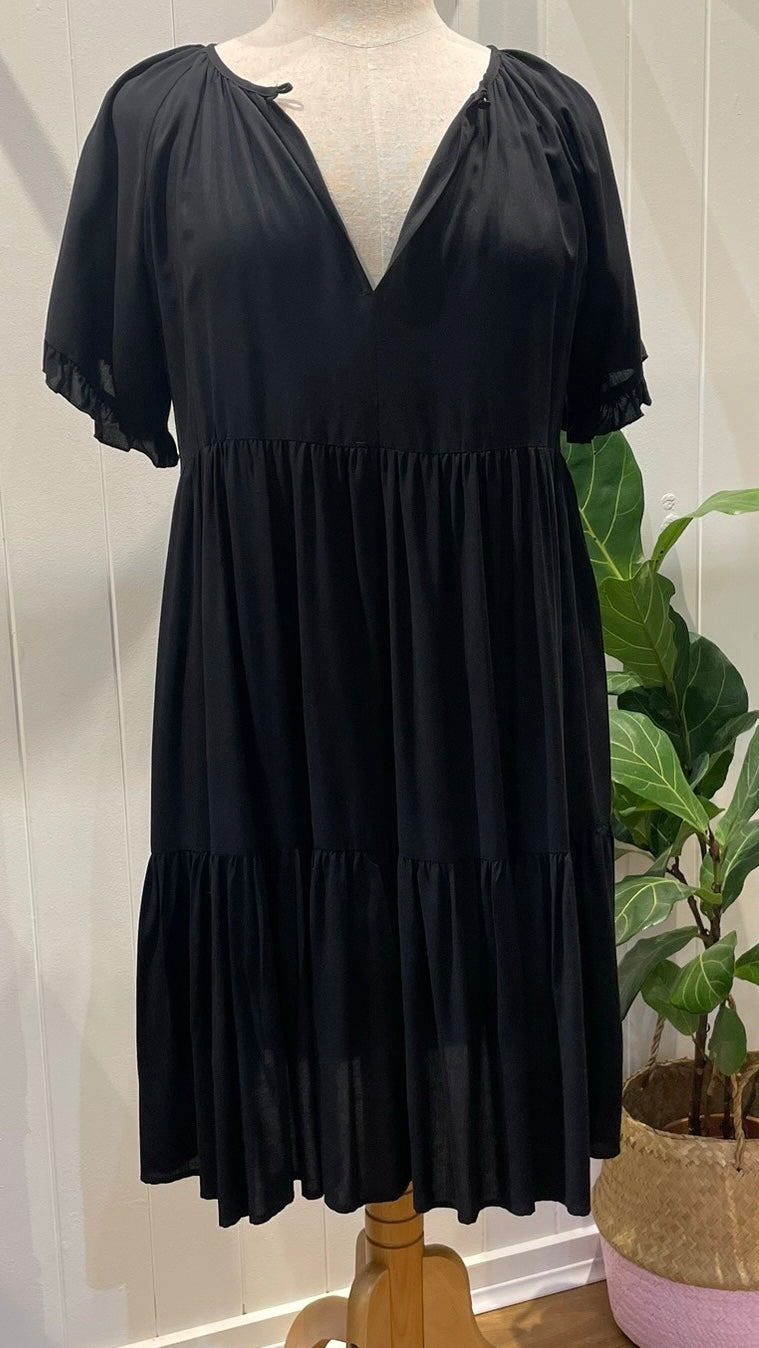 SAIJO Midi Dress in Black (Short Sleeve)