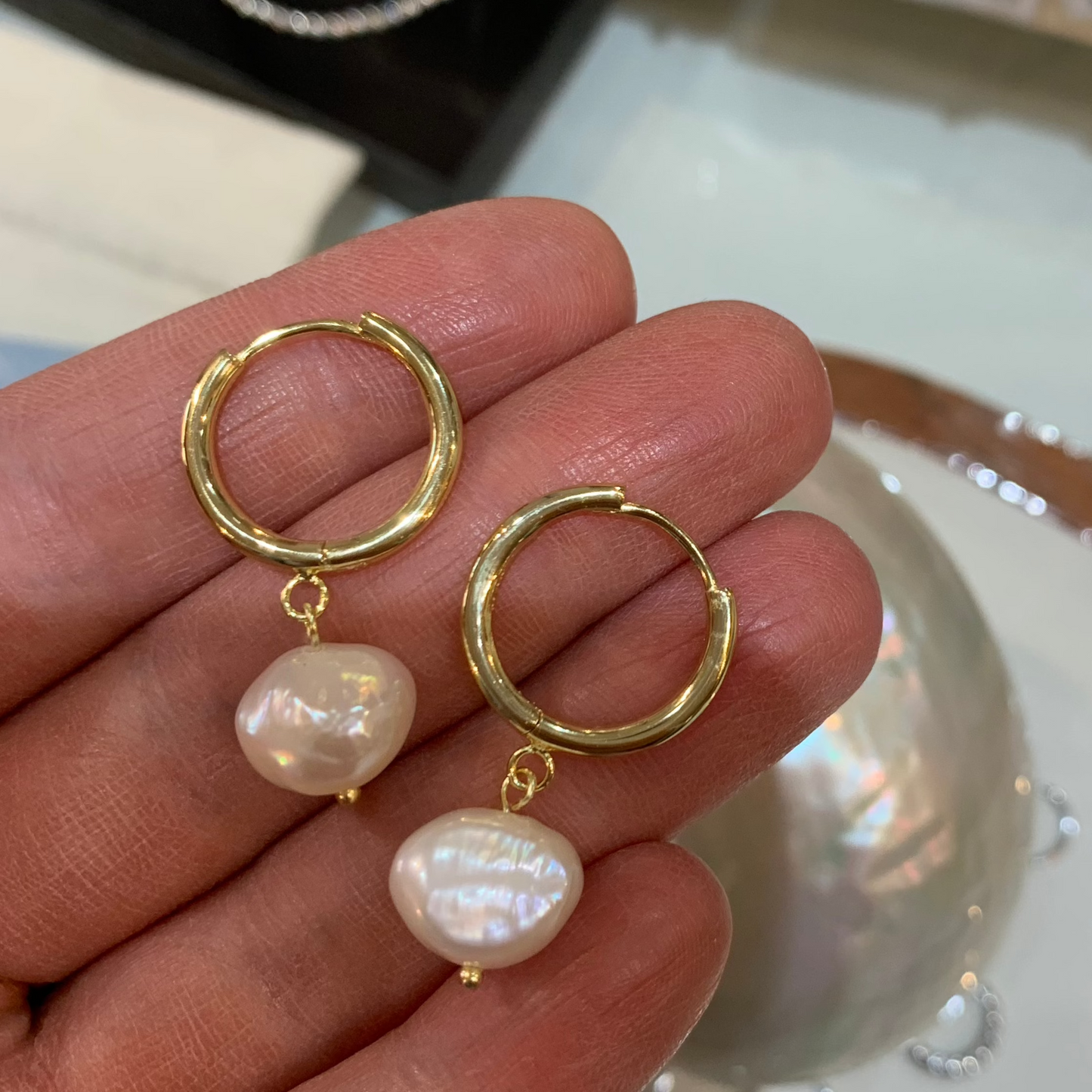 Margot Pearl Hoop Earrings