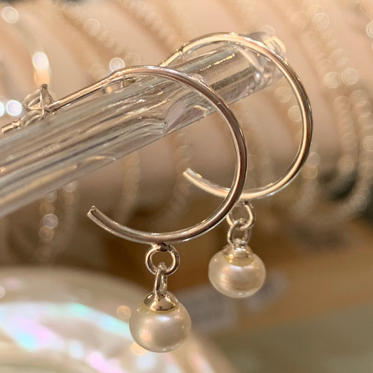 Tide Freshwater Pearl Hoop Studs