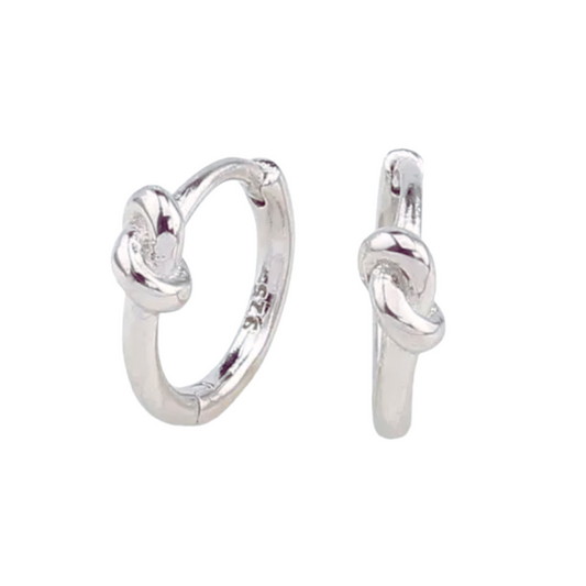 Knot Huggie Earrings Silver
