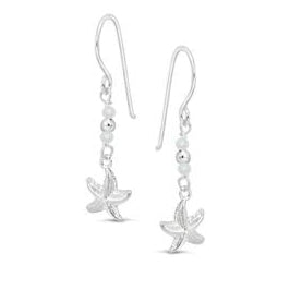 Starfish Freshwater Pearl Charm Drop Earrings