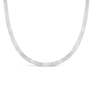 Herringbone Choker Chain Necklace Silver