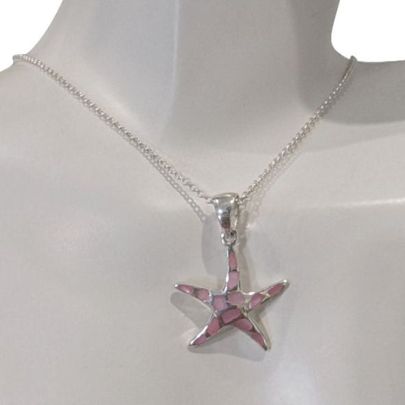 Starfish Pink Mother of Pearl Pendant Necklace